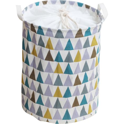 Panier À Linge - 65 L - Toile Coton Enduite PE - Cordon De Fermeture - Pliable - Autostable - Poignées Renforcées - 1 Pièce (1/5)
