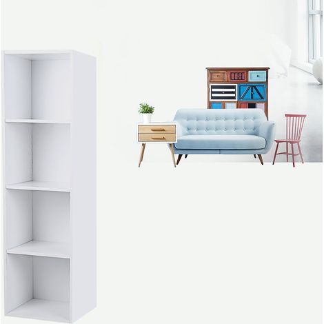 Étagère à 4 niveaux réglables en bois pour livres, rangement bibliothèque, meuble de salon ou bureau. (1/5)