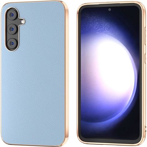 Étui pour Samsung Galaxy S23 FE, cuir de vachette, bleu (1/4)