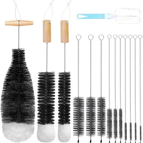 14 Pcs Bottle Brush Set, Cleaning Brush, Bottle Cleaning Brush, Cleaning Brushes for Glass Bottles Decanter Glasses (1/5)