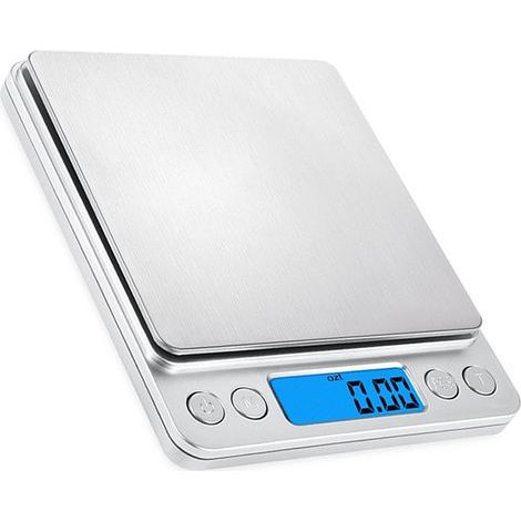 Balance de Précision 0,01g, 500g/0.01g Balance de Cuisine, Balances de Bijoux avec Fonction Tare et Compte, Balance de Poche avec Écran LCD Rétroéclairé (Acier Inoxydable&Argent) (1/5)