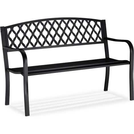 Banco de jardín vintage cómodo 120 x 60 x 80 cm para dos personas de acero negro 130004982 (1/4)