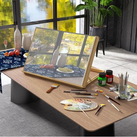 Chevalet de table pliable 75,8x51 cm en bois naturel blanchi, gain de place pour dessin FloraGrace (1/5)