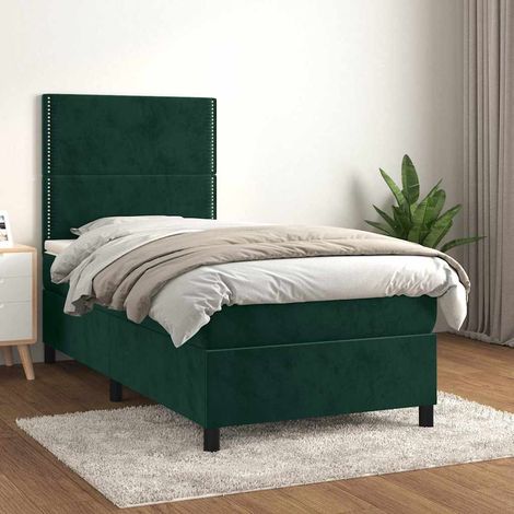 Boxspringbett mit Matratze Dunkelgrün 90x190 cm Samt (1/5)
