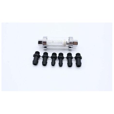 Universelle Anschlüsse 3/8", 1/4", 5/16", wiederverwendbare Inline-Kraftstofffilter aus verchromtem Glas (1/4)