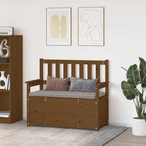 vidaXL Banco de madera maciza pino marrón miel 112,5x51,5x96,5 cm (1/5)