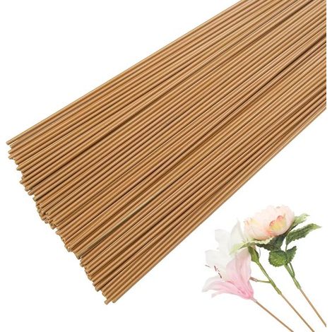 Fil de fer pour fleurs - 50 pièces - Tiges de fleurs - Outil de composition florale - Accessoires pour plantes - 30 cm - Marron (1/5)