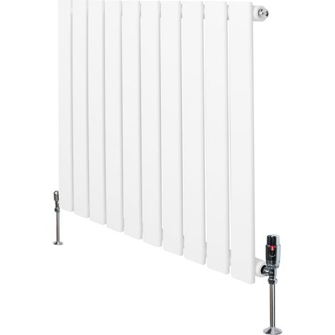 Radiador Moderno Blanco 60×70 cm de Columna Simple con Válvulas Termostáticas  Acero Premium 1.5 mm, 635 W, Cepillo y Kit de Fijación Incluidos – Calefacción Eficiente y Elegante (1/5)