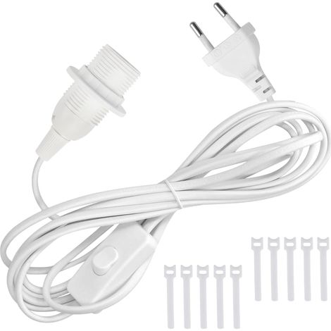 Douille de Lampe E14 avec Interrupteur et fiche Blanc Porte Lampe Blanc (1/5)