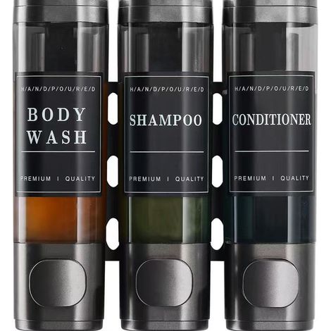 3-Kammer-Spender für Shampoo und Spülung, Wandmontage, kein Bohren erforderlich, ideal für Badezimmer und Hotels (3 x 300 ml). – AquaForge (1/5)