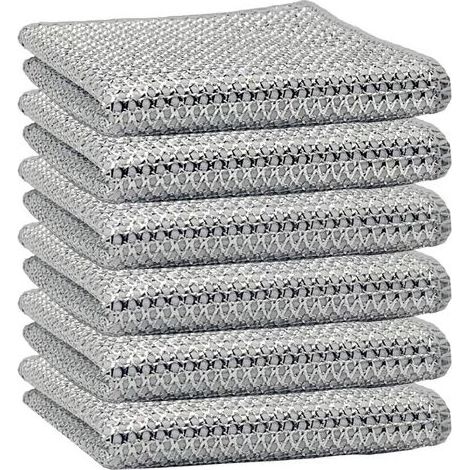 6 pièces Chiffon de Nettoyage en métal, Chiffons à Vaisselle en Fil métallique Double Couche, Chiffons à Vaisselle torchon Multifonctionnel en Fil métallique Anti Rayures, pour la Cuisine (1/5)