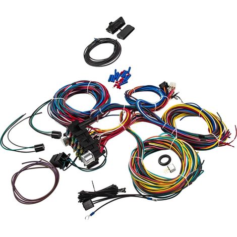 Mazo de cables, 21 circuitos, cables extralargos, PVC de alta calidad, alta capacidad de corriente, compatibilidad universal. (1/5)