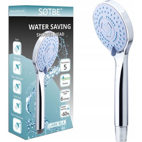 Wassersparender Duschkopf, 5 Funktionen, Anti-Kalk, 6 l/min (1/5)