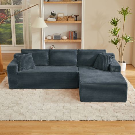 Canapé modulable d'angle en l en tissu respirant,gris foncé (1/5)