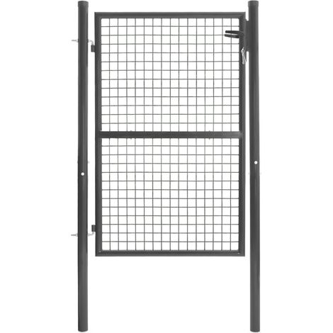 Cancelletto da giardino 105 x 125 cm in acciaio grigio antracite con serratura e maniglia (1/5)