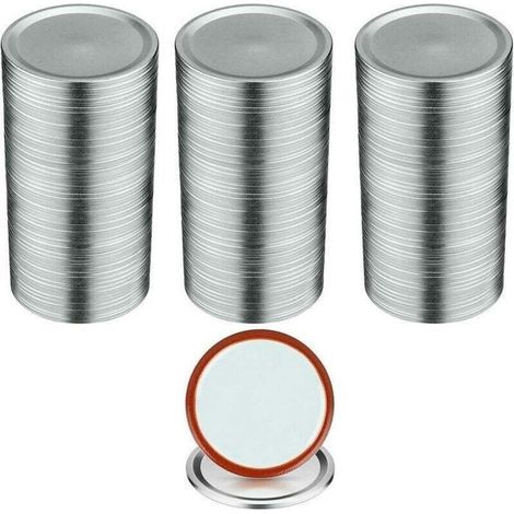 100PCS Couvercles de Bocaux à Conserve - Bouche Régulatrice 70mm, Métal avec Anneau d'Étanchéité, Modèle Argent (1/5)