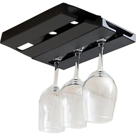Portabicchieri da vino salvaspazio, set da 2, neri, in materiale HIPS (1/5)
