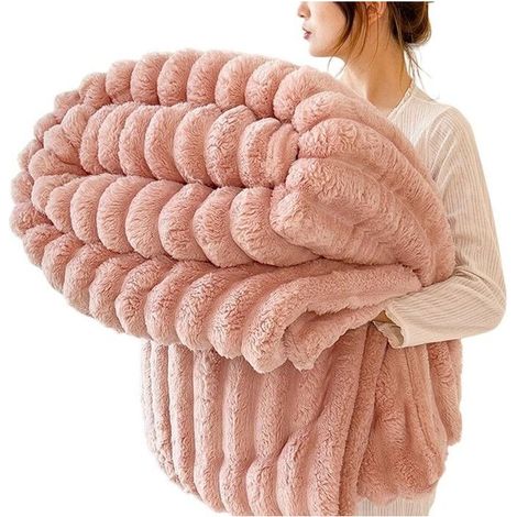 Kuscheldecke, Plüschhase, 200 x 230 cm, rosa, Überwurf für Sofa oder Bett (1/5)