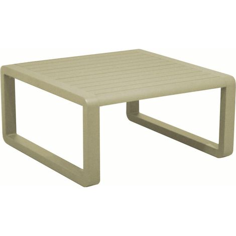 PROLOISIRS Table basse de jardin Tonio sauge - Aluminium - 80 x 80 cm - Plateau à latte