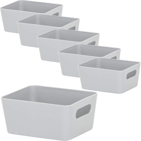 Lot de 6 Boîte de rangement, 12,5x10x6 cm, Plastique, Gris, Pour tiroir (1/5)