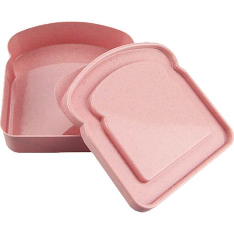 Lot de 2 boîtes à pain de mie portables très populaires, en paille de blé rose (1/5)