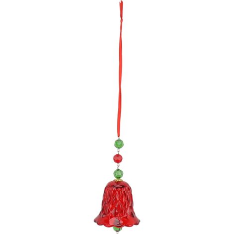 Carillon éolien suspendu, clochettes en verre poli aux formes géométriques exquises, idéal comme cadeau de Noël (rouge). (1/5)