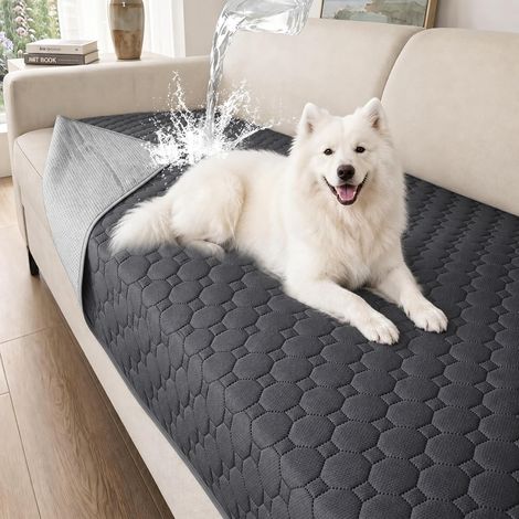 Waterproof Sofa Cover for Dogs, Washable Soft Non-Slip Sofa Protector, Sofa Cushion Cover for Living Room Furniture (Grey, 91x182cm) (1/5)