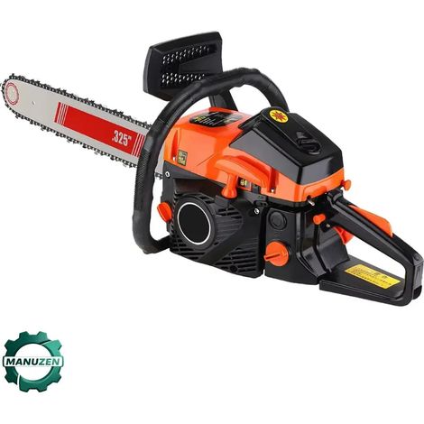 Manuzen - Tronçonneuse thermique à essence – coupe du bois – Orange (1/3)