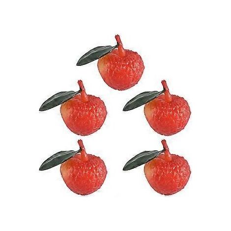 Lot de 5 litchis artificiels réalistes, faux litchis, fruits artificiels simulant la nature (1/2)