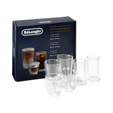 Delonghi Hot Col set 6 tazze cappuccino latte thé vetro termiche doppia parete