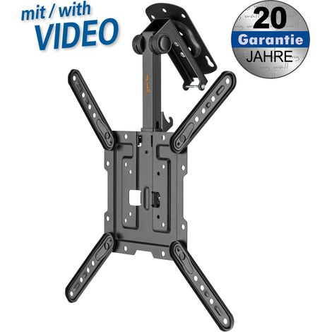 mywall TV-Ständer de klappbare Deckenhalterung HL45-3L, Belastbarkeit de bis zu 20 kg de Bildschirme de 23-55 Zoll, höhenverstellbar, platzsparendes Design, schräge Deckenhalterung, integrierte giro