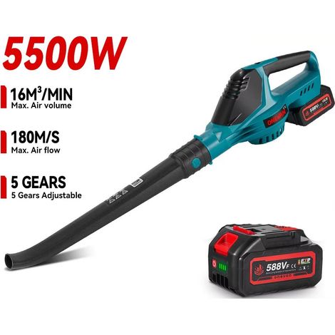 Souffleur de jardin 5500 W sans fil – 5 vitesses – 180 m/s – 16 m³/min – outil de soufflage pour nettoyage intensif extérieur（ Set 1 batterie ）