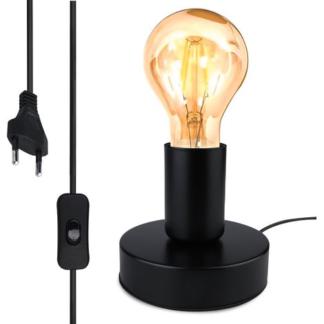 Lampe de chevet rétro avec interrupteur à câble, douille E27, douille de lampe de table vintage, base rétro pour lampe de chevet, décoration de café-bar, éclairage d'intérieur (sans lampe) (1/5)