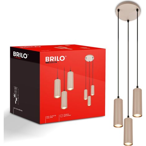 Briloner LED Pendelleuchte Höhenverstellbar Ø20x120 cm GU10 Fassung max. 9W 3-flammig Beige - Hängelampe Esszimmer Esstisch Wohnzimmer (1/5)