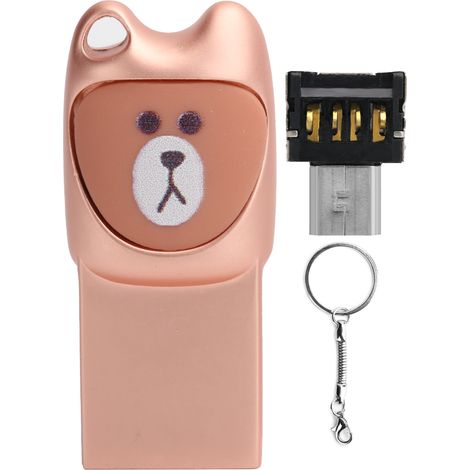 Clé USB 2.0 Mémoire Flash Métal avec Adaptateur Android - Ours Rose Gold 16Go (1/5)