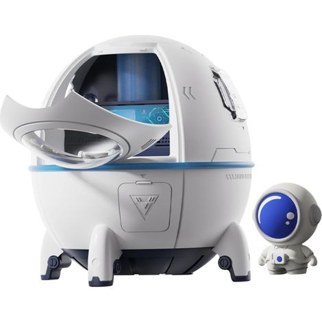 Umidificador compacto em formato de nave espacial com porta USB e luz noturna umidificador de luz ambiente para uso doméstico. (1/5)