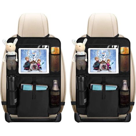 Organisateur Voiture,2Pcs Protection Arrière de Siège Auto Imperméable Kick Mats Protège Siège Voiture Support iPad Transparent Rangement de Voiture pour Enfants (1/4)