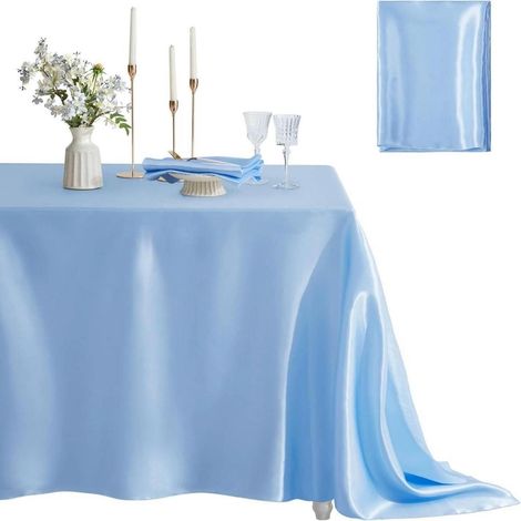 Satin-Tischdecke rechteckig 152x305cm Himmelblau für Hochzeiten & Partys
