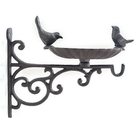 Vogelbad aus Gusseisen, Metallhalterung, einfach zu montierender Futternapf, Vogelbecken