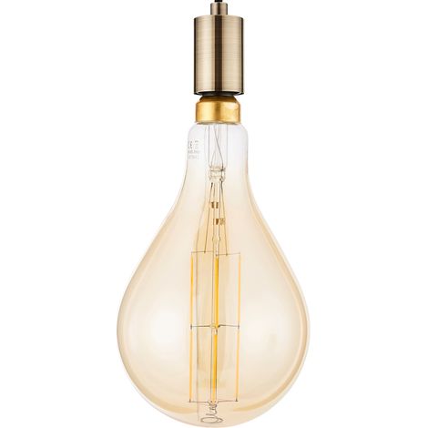 Litecraft Anton Ceiling Pendant 1 Light With Oversized E27 Bulb - Antique Brass (1/5)