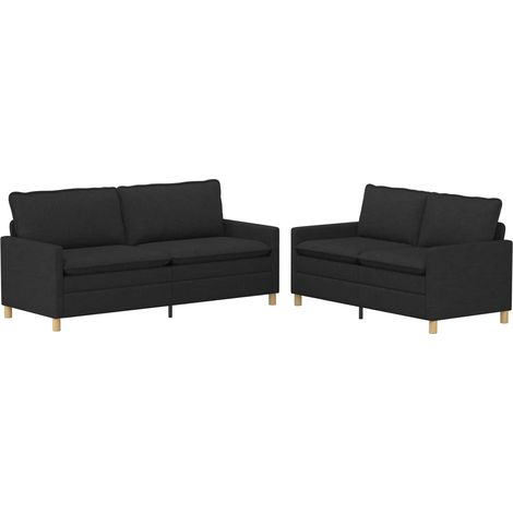 Sofa Set 2 pcs Black Fabric vidaXL (1/5)