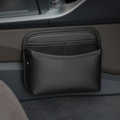 Organisateur de Poche latérale en Cuir synthétique pour Voiture -Accessoire de Rangement pour Porte de Voitures (Noir) (1/5)