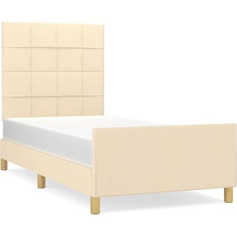 Cadre de lit beige (matelas non inclus), 80x200 cm, tissu. (1/5)