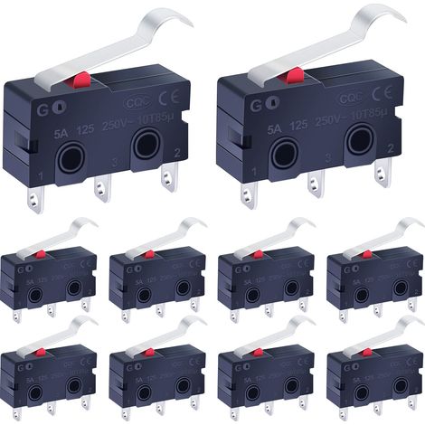 10pcs 250V 5A 3 Pin NO NC Touch Switch Interrupteur sensible Micro Limite Switches Poignée Mini Roller Lever Arm SPDT Snap Action LOT KW11-3Z-05 (1/3)