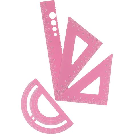 Ensemble règle et rapporteur en métal rose avec design (1/5)