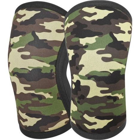 (Camouflage, Taille S) Coudières d'haltérophilie 7 mm, néoprène, adaptées à l'haltérophilie et aux entraînements en salle de sport. (1/4)