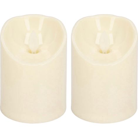 Lot de 2 bougies électroniques LED à piles, en plastique, sans flamme. (1/4)
