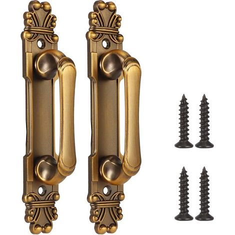 2 Pièces Poignées de Porte Vintage, Poignées de Meubles de Grange coulissante Européen Antique Matériel D'Armoire Laiton Antique Armoire Boucle Boutons de Tiroir (1/5)
