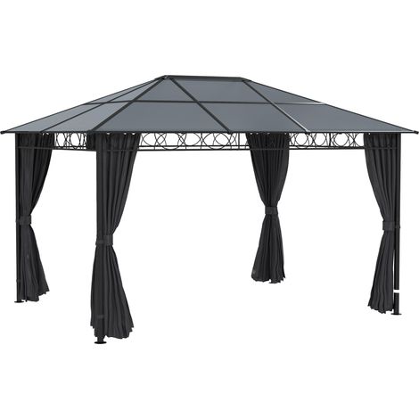 Outsunny Hardtop Gazebo for Garden Party w/ Polycarbonate Curtains 3 x 4(m)