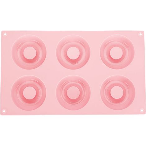 Moule à Donuts en Silicone 6 Cavités, Antiadhésif pour Gâteaux et Biscuits, Accessoire de Cuisine Rose (1/5)